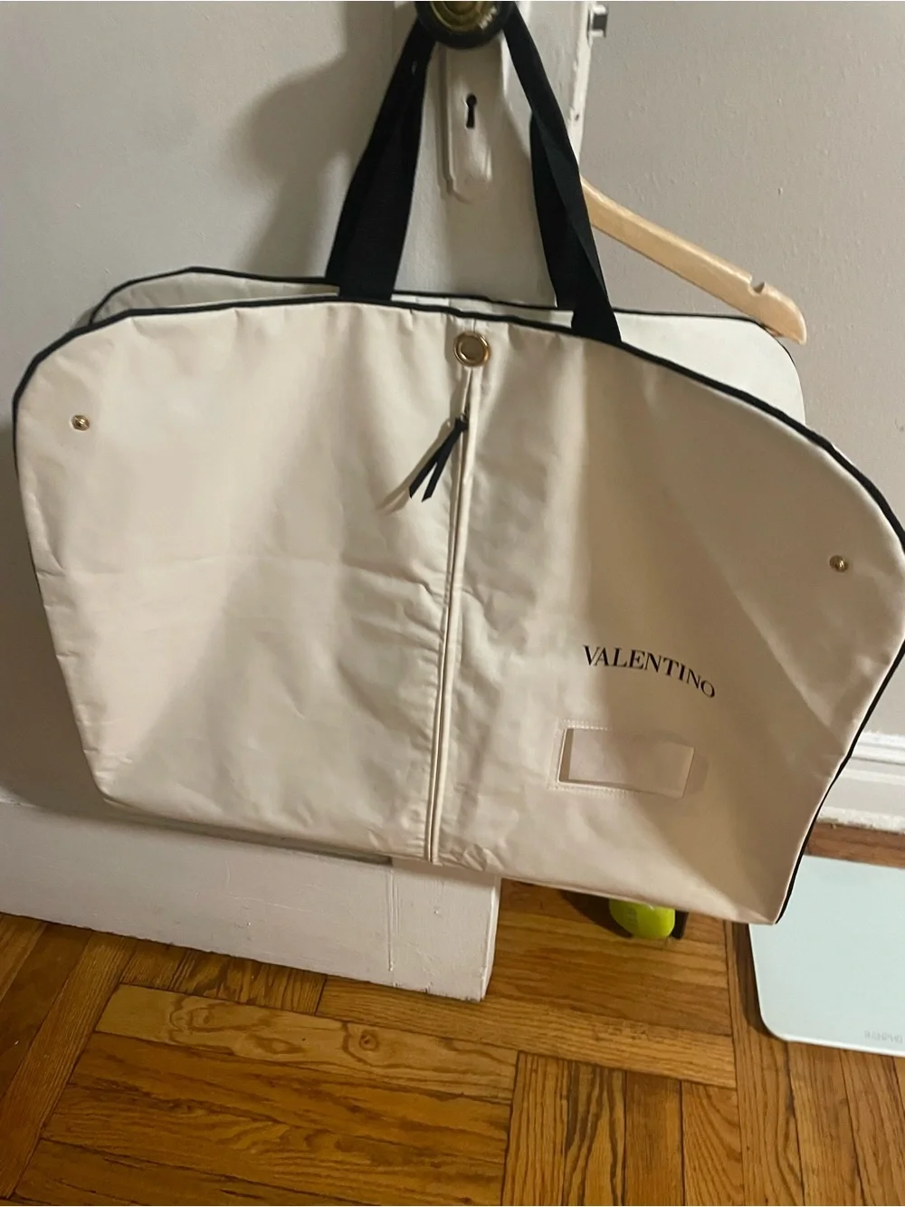 Valentino Cream Travel Tote with Black Handles